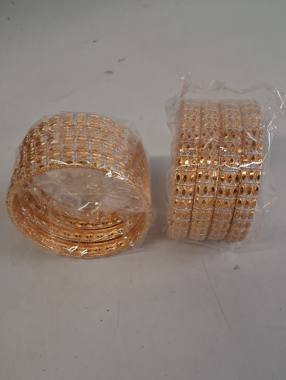 NWT 8pc. Indian Gold  Tone Witj Silver Texture And Stones Bangle Set